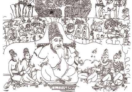 Line Drawing - Aghora Dakshinamurti